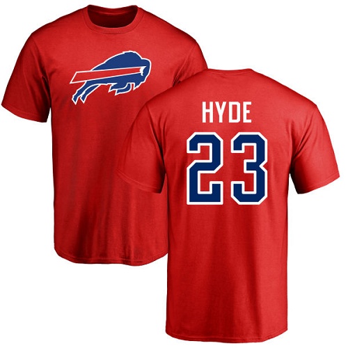 Men NFL Buffalo Bills #23 Micah Hyde Red Name and Number Logo T Shirt